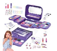 Makeup Set - Cosmetic Toy, Free Water Soluble, Complete Kit Safe Materials, Pretend Play Beauty Activity, Travel Bag Gift For Girls Kids, Preschool Children Aged Three