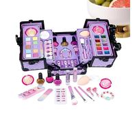 Makeup Set for Kids | Portable Cosmetics with Storage Case - Child Play Makeup Kit | for Ages 4-12 Birthday Dress Up Role Play Vanity Beauty
