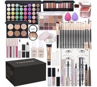 Makeup Set for Women Full Kit Includes, eyeshadow、 liquidfoundation,Loose powder,Eyebrow pencil,Lipstick Eye Pencil Makeup BrushesMakeup practice board 4-color lip gloss set