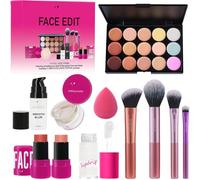 Makeup Set for Women, Makeup Kit, Make Up Sets, 11Pcs Include Primer Setting Powder Lip Gloss Stick for Eyes Cheeks Lips Makeup Sponge Concealer Palette Brush Sets
