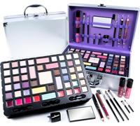 Makeup Set GLAMZA 68 Piece Makeup Kit for Women & Teenage Girls - Includes Silver Aluminium Makeup Vanity Case, Eyeshadow Palettes, Lipstick, Makeup Brushes & More!