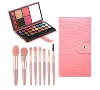 Makeup Sets for Girls, Washable Portable Kids Make Up Set with 8 Brushes and Eyeshadow Palette, Suitable for Stage Performances, Halloween, Birthday Parties