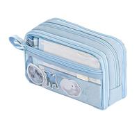 Makeup Shot Clear Pencil Bag with Zipper, Large Capacity Pencil Pouch | Field Travel Pen Cover for School Offices, azul, Consulte la descripción, See description