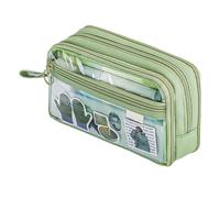 Makeup Shot Clear Pencil Bag with Zipper, Large Capacity Pencil Pouch | Field Travel Pen Cover for School Offices, verde, Consulte la descripción, See description
