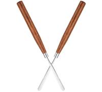 Makeup Spatula Tool Wood and Steel Rod 2pcs for Foundation Mixing | Reusable, Smooth Flat Surface, for Cream Jars and Cosmetics, Home Use or Nail Art Workstation