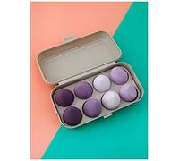 Makeup Sponge 8pcs Beauty Egg Set Gourd Water Drop Puff Makeup Puff Set Colorful Cushion Cosmestic Sponge Egg Tool Wet and Dry Use Makeup Sponge Holder(8 pcs Purple)