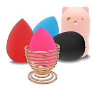 Makeup Sponge Holder Set,Makeup Blending Sponge Storage Drying Rack and Cute Silicon Sponge Carrying Travel Case with 4 Pieces Makeup Sponge Egg for Liquid and Powder