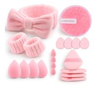 Makeup Sponge Set - Beauty Blender Pack with Powder Puff, Mini Makeup Sponges, Triangle Puffs, Soft Make Up Blender for Liquid, Powder & Foundation - Beauty Gift Set (Pink)