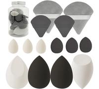 Makeup Sponge Set Blender Sponges 14 Pcs for Liquid Cream, and Powder Latex Free Multi-colored Sponges for Makeup Application with Storage Box Black Gifts
