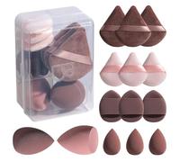 Makeup Sponge Set BS-MALLTriangle Puff 14 Pcs for Liquid, Cream, and Powder, Multi-colored and Mini Makeup Sponge Brown