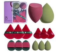 Makeup Sponge Set BS-MALLTriangle Puff 14 Pcs for Liquid, Cream, and Powder, Multi-colored Makeup Sponges and Mini Makeup Sponge (Green Red)