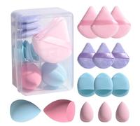 Makeup Sponge Set BS-MALLTriangle Puff 14 Pcs for Liquid, Cream, and Powder, Multi-colored Makeup Sponges and Mini Sponge Blue Pink