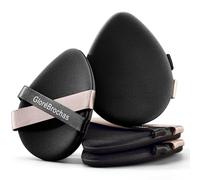 Makeup Sponge Set, GloréBrochas 4PCS Micro Porous Low Absorption Foundation Sponges, Latex-Free PU Cushion Puff, 3.2inches Soft Dual-Sided Black Powder Puff for Face Powder, Individually Wrapped