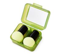 Makeup Sponge Set With Mirror Case, Green, 2 Mushroom Head Sponges | Ergonomic Shape, Foundation Sponge, Dressing Table Use, For General Public