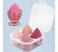 Makeup Sponges Set Beauty sponges Blending Blenders with 1 Holder and Egg Case, Flawless for Cream, Powder and Liquid (Pink, 4Pcs+1Holder+ Case)