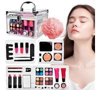 Makeup Starter Kit For Beginners,Portable Travel Makeup Kit - Cosmetic Display Cases For Teen Tween Daily Travel Stage Theater Bridal Wedding