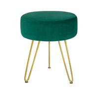 Makeup Stool for Vanity Round Ottoman Sofa Footrest Dressing Table Puff Gold Metal Legs Elegant Accent Furniture Modern Home Décor (Color: G)
