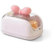 Makeup Storage Box with Cute Bow, Dual-Compartment Design, Sealed Dustproof Lid, Transparent Visible Body, Lightweight Travel-Friendly, Durable Plastic for Cosmetics Sponges Puffs Lipsticks