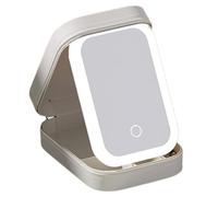 Makeup Storage Box with LED Light Mirrored Portable Travel Cosmetics Jewelry Storage Bag Case 3 Color Dimmable Lights LED Lighted Makeup Bag