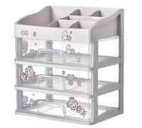Makeup Storage Organizer, 3 Tire Makeup Drawers with Top Compartments, Plastic Dresser Organizer Countertop, Large Capacity Desk Storage for Home, Office, School, Plastic, Stor