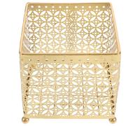 Makeup Storage Organizer and Iron Large Capacity Vanity Bathroom | Farmhouse Style, Golden Finish, Practical Decorative Basket, Spacious Holder for Toiletries and Dressing Table