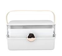 Makeup Storage Organizer, Large Capacity Makeup Case with Transparent Visual Cover 3 Layers Cosmetic Storage Box with Handle(White)