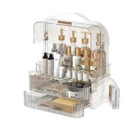 Makeup Storage Organizer Skincare Organizer Jewelry Storage Cosmetics Storage and Display Case Makeup Holders for Countertop Bathroom Organizer with Lid & Drawers Clear
