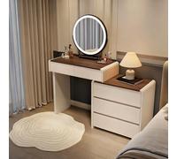 Makeup Table Set with Mirror and tri Color Adjustable LED Lights, Drawers and Storage cabinets, Interchangeable Left and Right, Suitable for bedrooms, Balconies, and Living Rooms A,100CM