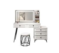 Makeup Table Set with - Simple Dresser for Bedroom Small Apartment Includes Stool & Side Cabinet - Stylish ty Furniture for Moms