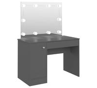 vidaXL Makeup Table with LED Lights 110x55x145 cm MDF Grey