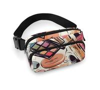 Makeup Theme Pattern Printed Fanny Pack Fanny Packs for Women Men,Crossbody Bag Large Chest Bag with Adjustable Strap for Outdoors Workout Traveling Casual Running, Makeup Theme Pattern, 20x13cm