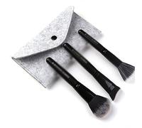 Makeup Tools 3 Brushes Set Black Wooden Handle Synthetic Fibre Makeup Brush Set