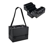 Makeup Train Case Professional,14" Large 6-Tier Adjustable Cosmetic Case with Lock & Shoulder Strap,Makeup Storage Organizer Box for Nail Techs,Hairstylists & Barbers