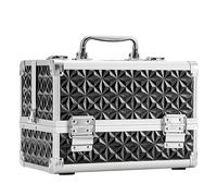 Makeup Train Case with Lighted Mirror,Portable Makeup Box Organizer (Black)