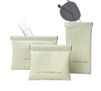 Makeup Travel Organizer, PU Leather Self-Closing Makeup Pouch, Multifunctional Pouch, Portable Cosmetic Accessories Organizer for Women and Girls