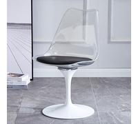 Makeup Vanity Chair Modern Acrylic Swivel Tulip Chair with Soft Cushion - Armless Dining Office Vanity & Makeup for Kitchen Bar Bedroom Living Room Stylish White Base (White Base A)