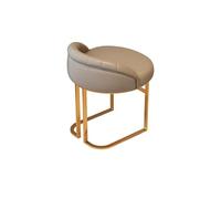 Makeup Vanity Chair, Upholstered Accent Chair with Low Back, Comfy Dressing Stool with Metal Legs for Bedroom and Living Room