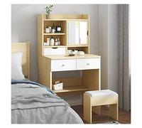 Makeup Vanity Table with Flip Top Mirror Elegant Dressing Desk for Bedroom Storage 2 Drawer Makeup Station Natural Color Size: 90x60x45cm Stylish and Functional