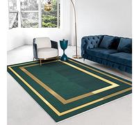 makeups1 Contemporary Rectangle Rugs Design Non-Slip Carpet Emerald Green Gold Frame For Living Room Bedroom Bedside Coffee Table Sofa Easy To Clean 90 x 160 cm