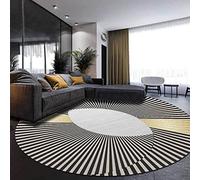 makeups58 Modern Round Area Rugs Living Room Rug Traditional Unique Carpets Anti Slip Washable Rugs Floor Mat Metal wind line black gray,ø 180CM