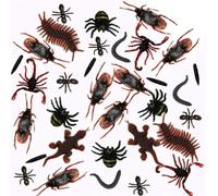 MAKFORT 100Pcs Plastic Realistic Bugs Insects Fake Cockroaches, Spiders, Scorpions, Ants,Geckoes,Centipedes and Worms for Halloween Party