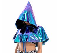 MAKFORT Adult Laser Metallic Short Hooded Cape Fancy Dress Shiny Metallic Outfit Nightclub Outfit Women Fancy Dress Costume
