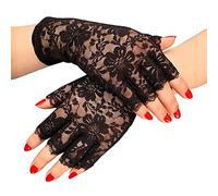 MAKFORT Black Lace Gloves Ladies Half Finger Lace Gloves UV Protection for Fancy Dress Party