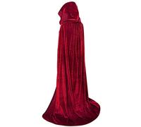 MAKFORT Cape Black Red Velvet Cape Long with Hood Cape for Halloween Costume Wizard Vampire Costume Adult Unisex
