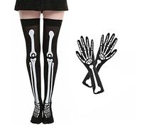 MAKFORT Halloween Outfit Halloween Stocking and Gloves Bloody Stockings Womens Gory Nurse Tights Womens Skeleton Dress Halloween Costume for Women