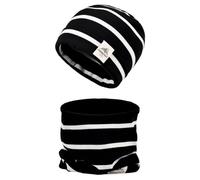 MAKFORT Rib-Knit Beanie and Snood Set for Children Black Winter Hat and Neck Warmer Unisex Child Cold Weather Accessory Cotton Slouchy Beanie for Kids