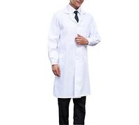 MAKFORT White Coat Lab Coats for Men Lab Dress White Food Coat Doctor Coat Doctor Uniform, V-Neck,M
