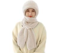 MAKFORT Winter Warm Knitted Beanie Hat and Scarf Fleece Lined Integrated Ear Protection Windproof Outfit Thermal Cold Weather Sets