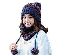 MAKFORT Women's Winter Bobble Hat and Loop Scarf Set - Available in 6 Colors - Warm Knitted Pom Hat & Scarf Set