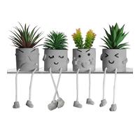 MAKHOT Artificial Succulents Potted Plants Set, Fake Succulents Office Desk Decor, Fake Plants Wall Shelf Decor for Gift, Bathroom Small Plants Decoration, Faux Mini Plants Home Decor (4 Pcs Set/B)